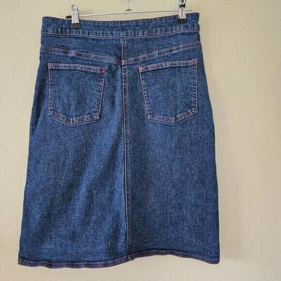 Esprit Denim Skirt Brand Size 3/4 / US XS Blue Midi Front Slit Zip Fly VTG Boho - Picture 2 of 12